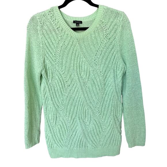 Women's Talbots Textured Mint Green Woven Lightweight Sweater Size Medium - Picture 1 of 6